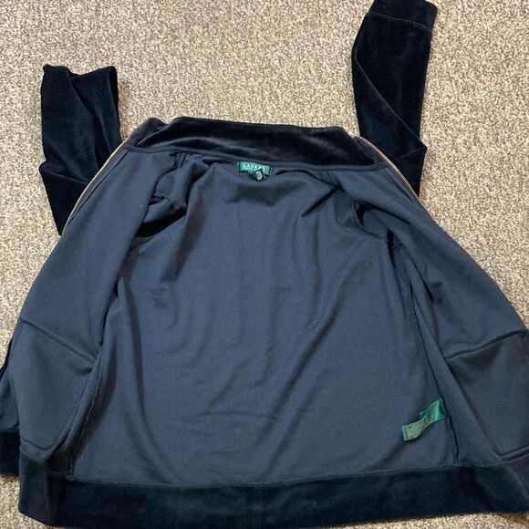 Ralph Lauren Black Lightweight Velvet Women’s Jacket Size L - Picture 8 of 12